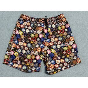 Robert Graham Mens XL Swim Trunks Poker Chip Casino Print Black Drawstring Mesh